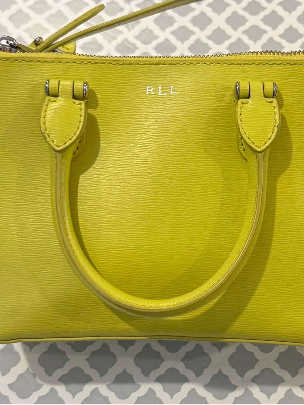 Lauren Ralph Lauren Lime Yellow Leather Satchel